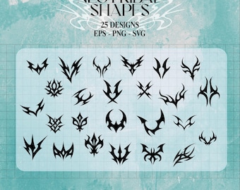 Neo Tribal SVG-Paket | Cybersigilism Y2K Tattoo-Markendesigner-Designs | PNG EPS-Vektordateien | Sofortiger digitaler kommerzieller Download