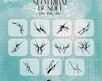 Neo Tribal Cybersigilismus SVG | Digitales geometrisches Tattoo-Design | Y2K-Stil | Sofortiger Download für kommerzielle Nutzung | Vektorgrafiken ohne Hintergrund