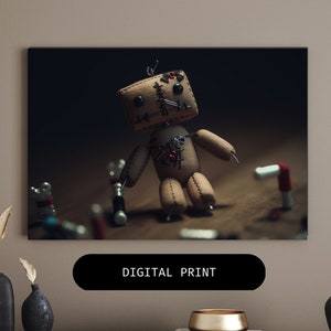 Voodoo Doll with Pins Artwork |Dark Photography| Hoodoo Digital Print | Gothic Home Decor| Witchcraft| Occult|Halloween| Horror Art|Macabre