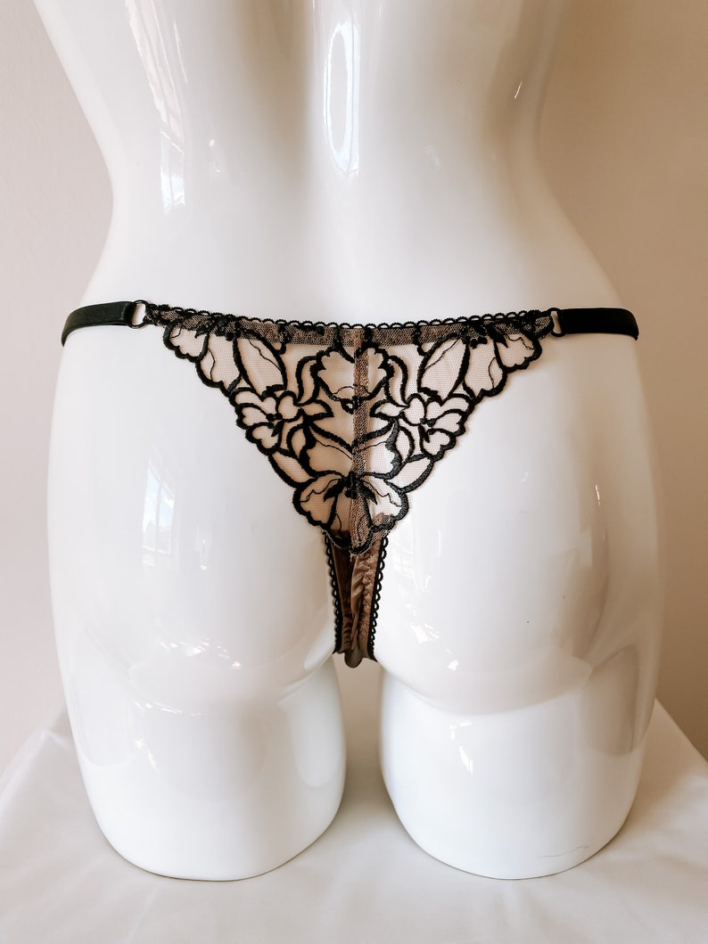 Eva Thong in Lace and Silk With 100 Cotton Gusset Etsy