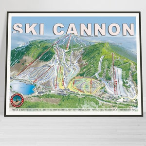SKI CANNON MOUNTAIN New Hampshire Trail-kaartposter, skikunst muurdecoratie voor thuis of skilodge, een uniek cadeau-idee voor iedereen, wordt gratis verzonden