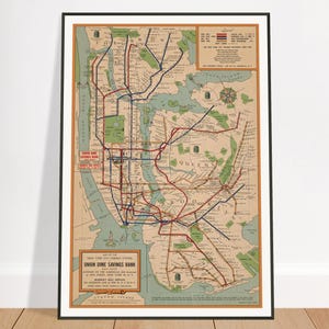 Póster del mapa del metro de Nueva York, 1954. Viajes vintage, decoración clásica con temática de Nueva York, Manhattan, Queens, Brooklyn, Bronx, Staten Island. Envíos gratis.