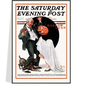 Vintage Halloween Magazine Cover, 1920 Saturday Evening Post, Norman Rockwell, Holiday Decorative Wall decor, Ghost Costume, Ships Free
