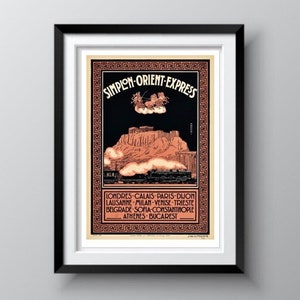 Reisposter Orient Express 1926, vintage treinreiskunst, Calais naar Boekarest, muurdecoratie huis, Valentijnsdagcadeau, gratis verzending