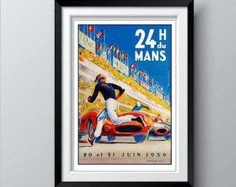 1959 24 Hours of Le Mans Vintage Auto Racing Poster, Le Mans France, Museum Quality Reproduction Print, Free Shipping Included