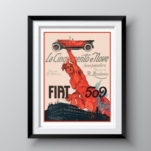 VINTAGE AUTOMOBILE POSTER, 1925 Fabia Cito, europäische Antike Autos Kunst, Antikes Auto Plakat, große Wandkunst, Automobildekor