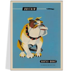 Póster vintage de Qantas Airways de 1956. Envío gratuito incluido. Idea de regalo única para el Día de la Madre. Decoración de pared kitsch para el hogar o la oficina.