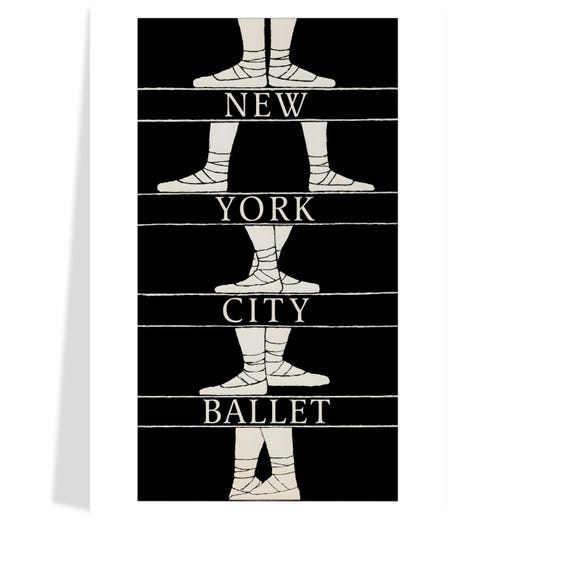 New York City Ballet 1974 Poster Print, Minimalist Black & White