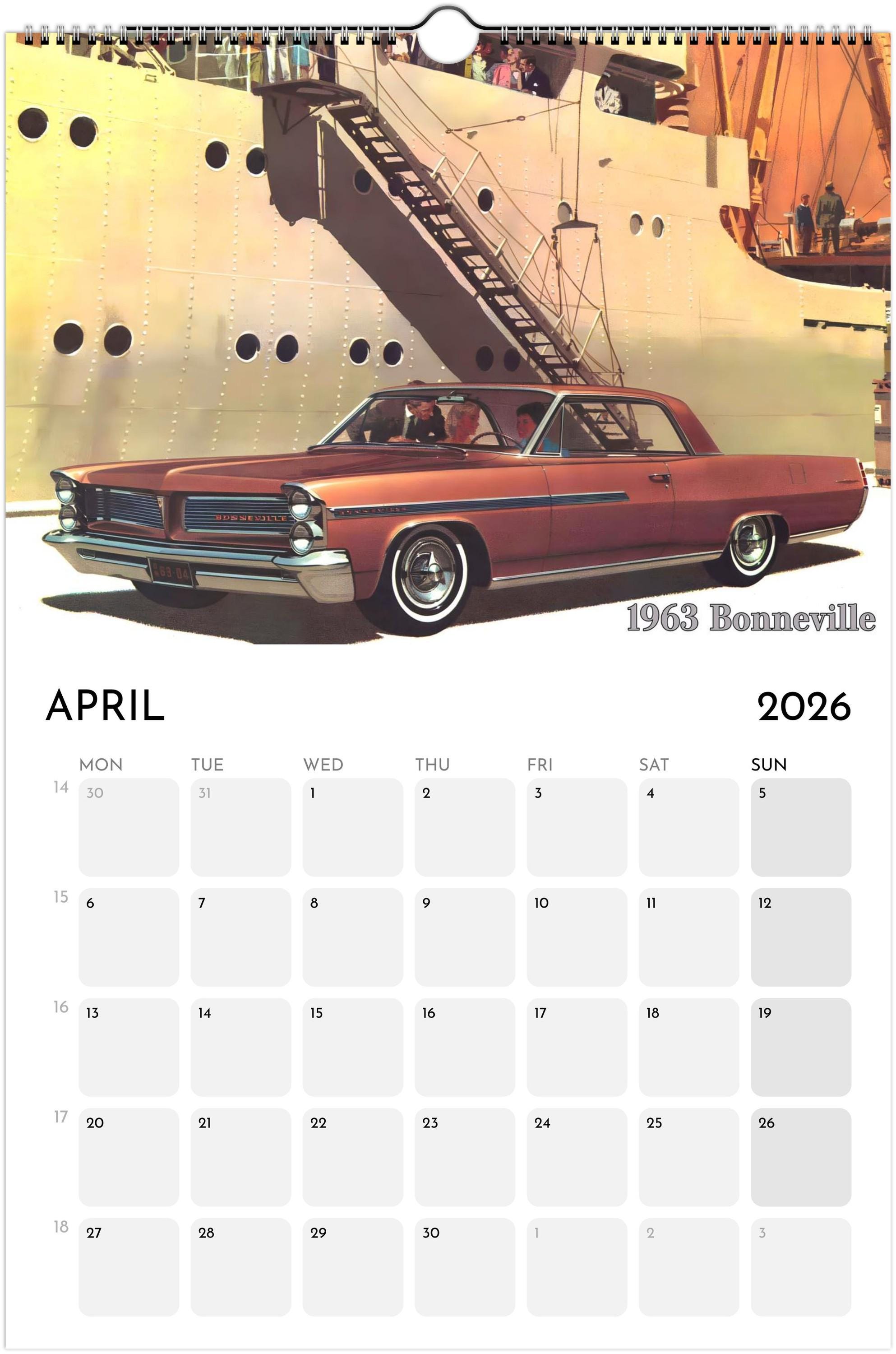 Classic Pontiacs 1960–1970 Calendar, 2026 11x16.5 Inch Calendar