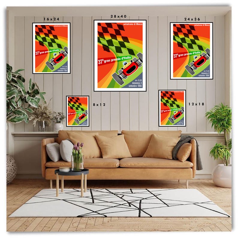 Italy Racing Posters 1966 Italian Grand Prix Poster Print – Vintage Monza Auto Racing Print ...