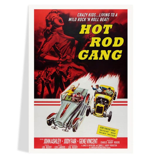 レット・ザ・グッド・タイムズ・ロール　USオリジナル映画ポスター 1958年版ホットロッド・ギャング映画ポスター、1950年代のティーン
