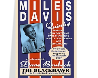 Pôster de jazz do quinteto de Miles Davis de 1957, impressão artística clássica de jazz vintage, frete grátis incluso.