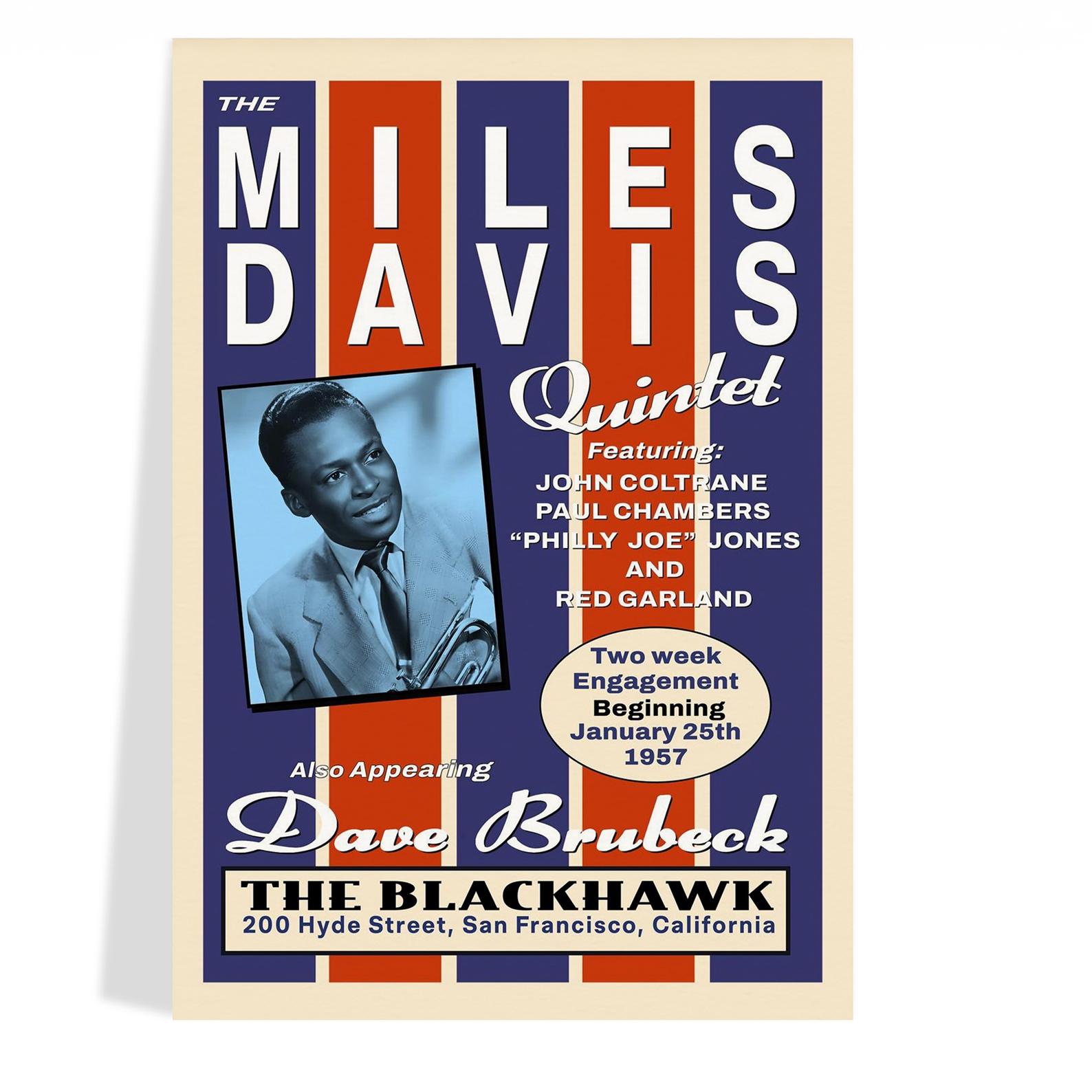 Miles Davis Quintet Jazz Poster 1957, Classic Vintage Jazz Art