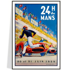 1959 ル・マン 24 時間レース ヴィンテージ オート レース ポスター、ル・マン フランス、美術館品質の複製プリント、送料無料
