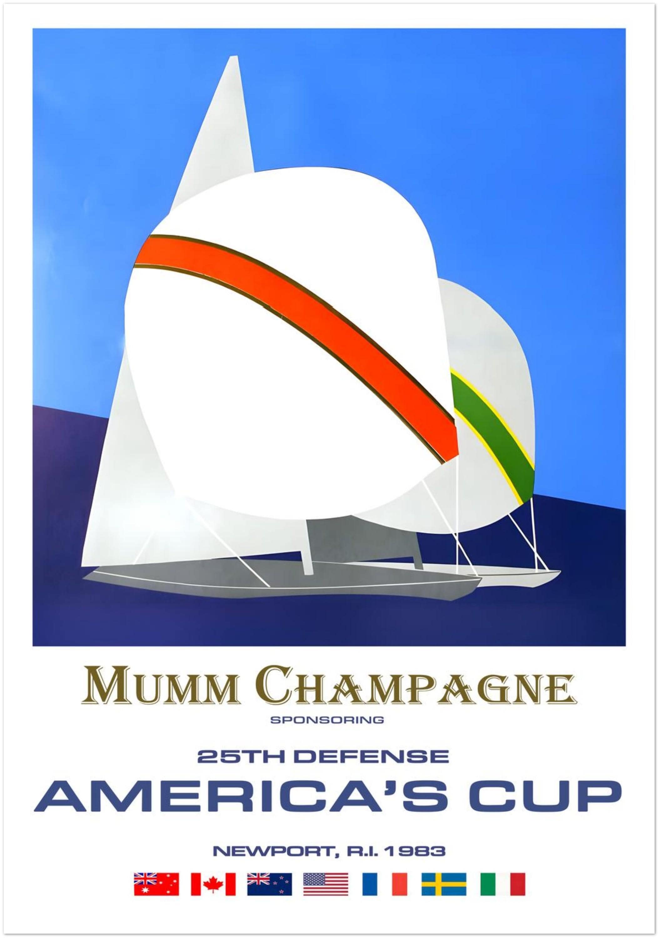 Vintage America's Cup 1983 Newport RI Poster Print, Yacht Racing