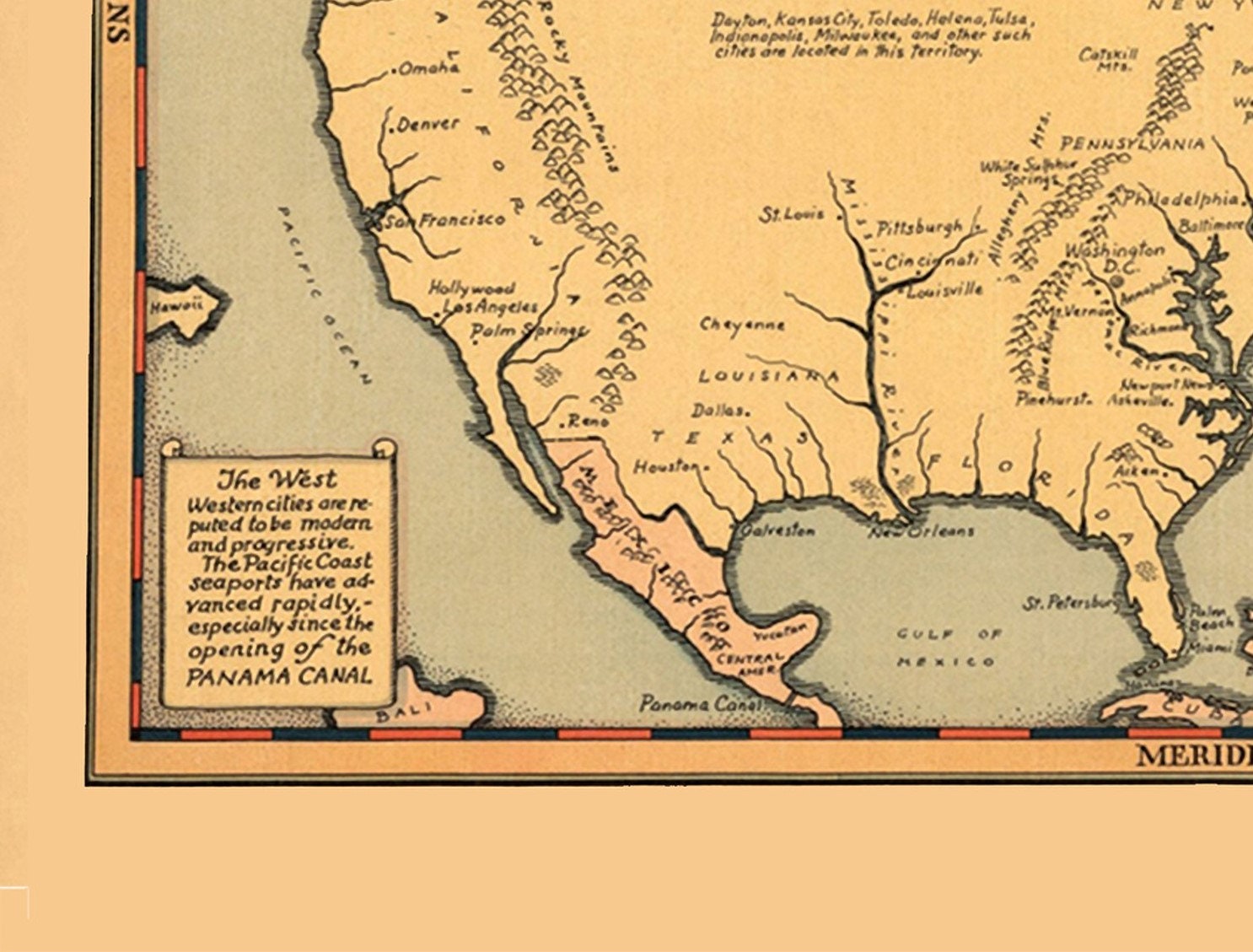 ボストンのアメリカ地図 1930年 レプリカプリント 美術館品質のマット