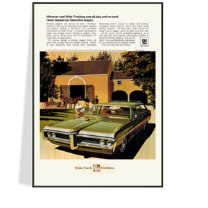 1968 Pontiac Station Wagon Advertisement Poster – Vintage Illustrated Car Ad – Mid-Century Wall Art – Father&#39;s Day Gift Idea – Free Shipping