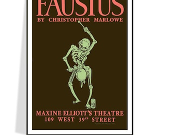 DOCTOR FAUSTUS 1935 Vintage Play Poster, Free Shipping Included, Vintage Broadway NYC and Theatre District Ephemera, Mother's Day Gift Idea