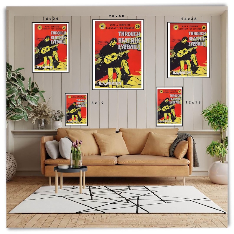 Beatnik Book Cover Poster – Through Beatnik Eyeballs 1950s Literary Art ...