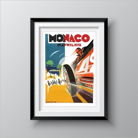Monaco Grand Prix 1931 Vintage Car Racing Poster Formula 1