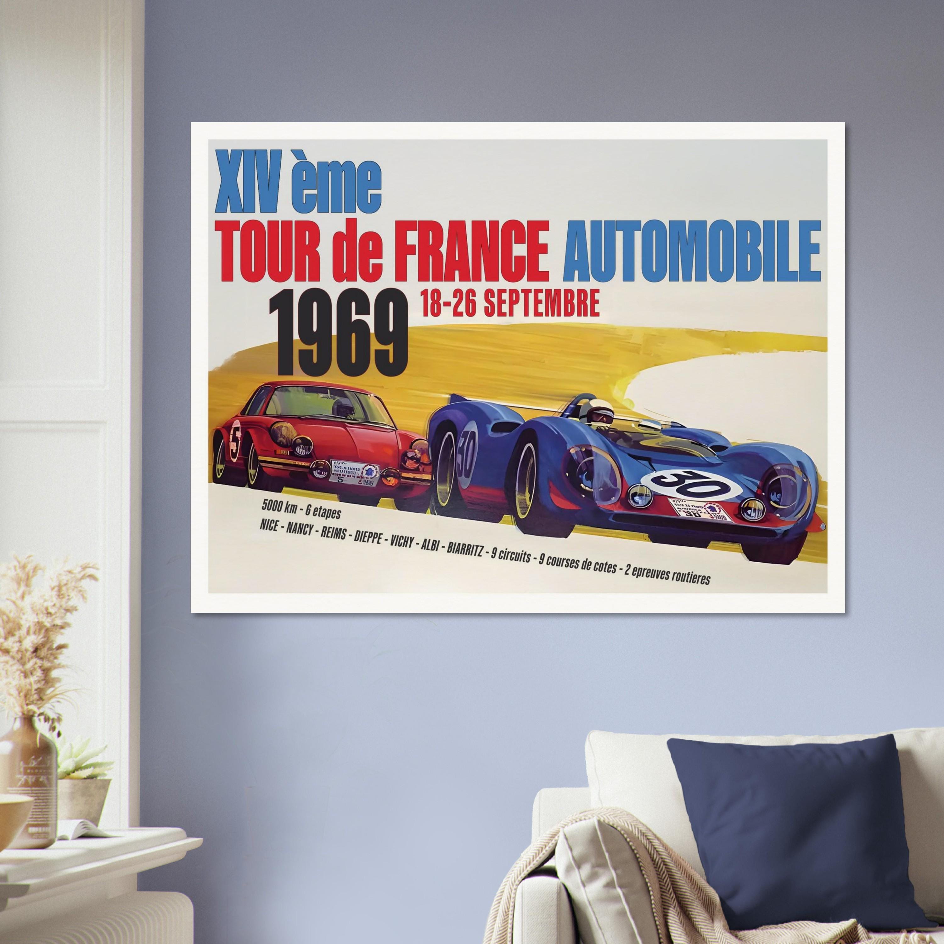 1969 Tour De France Automobile Poster Print – Vintage French