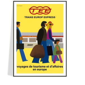 Trans Europ Express Poster Print – Paul Funken 1960s Railway Art – Mid-Century Train Decor – Free Shipping – Retro Vintage Travel Wall Art