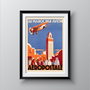 Aeropostal Airlines, 1930 Reproducción de carteles de viajes vintage, Destinos Barcelona, Dakar, Casablanca, Impresión de calidad de museo, Envíos gratis