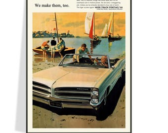 1966 Pontiac Bonneville Poster  – Free Shipping – Mid-Century Wall Art – Choices of Size - Father's Day Gift Idea
