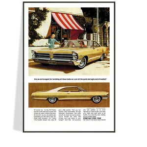 1965年式ポンティアック・カタリナ広告復刻版 – ヴィンテージイラスト入りカーポスター – ミッドセンチュリーウォールアート – お父さんへのギフトアイデア – 父の日 – 送料無料