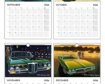 Classic Pontiacs 1960–1970 Calendar, 2026 11x16.5 Inch Calendar