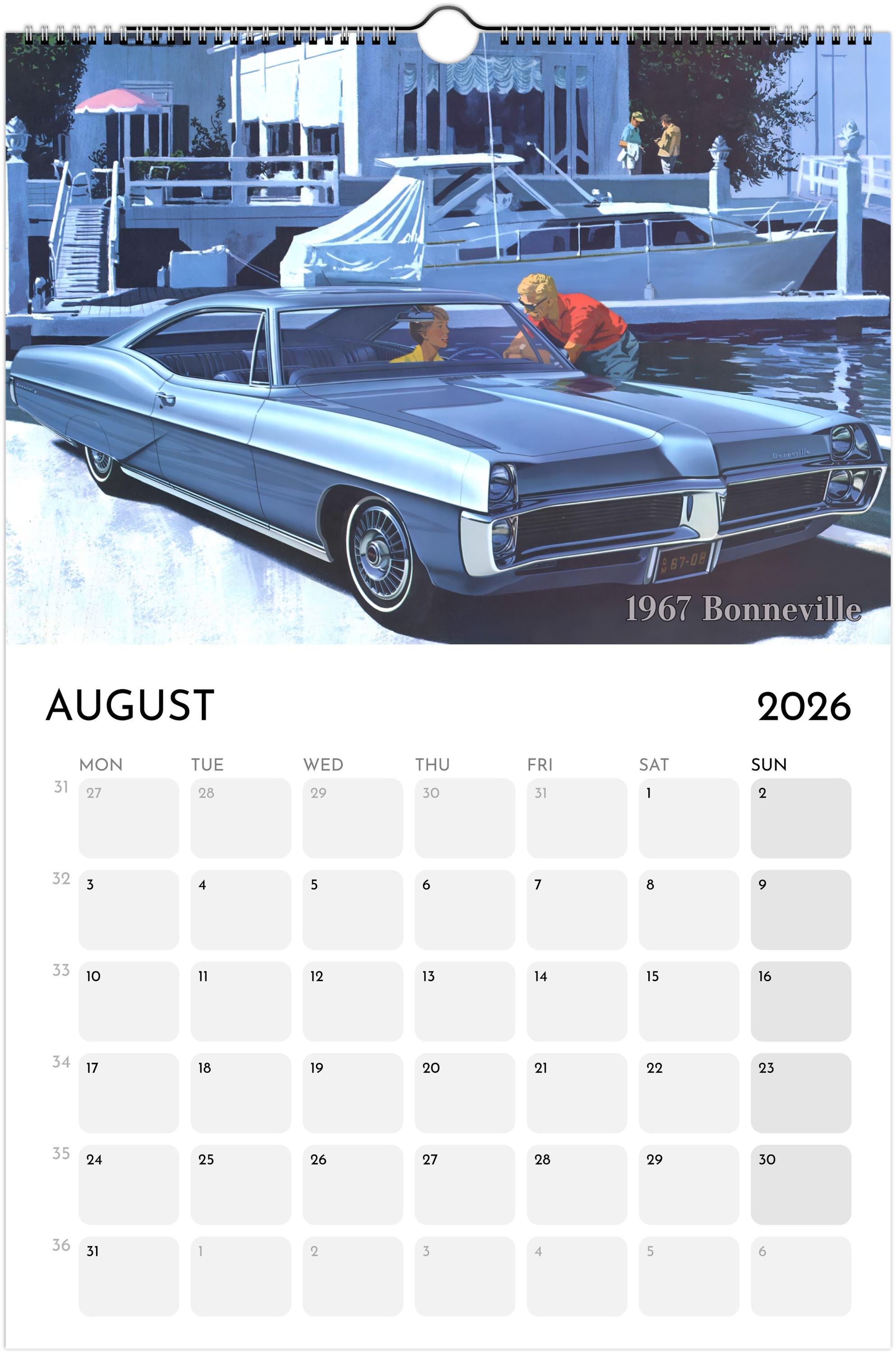 Classic Pontiacs 1960–1970 Calendar, 2026 11x16.5 Inch Calendar