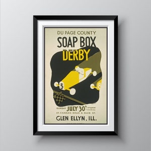 Plakat Vintage Soap Box Derby 1939, reprodukcja, darmowa wysyłka