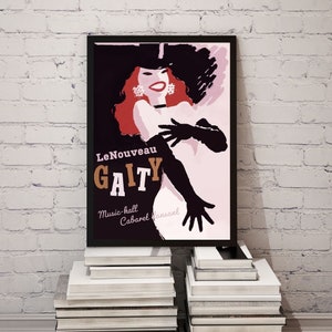 Vintage Belgian Cabaret Theater Poster Reproduction by artist Charles Rohonyi, Movies Vaudeville & Cabaret Theatre Wall Decor, Free Shipping