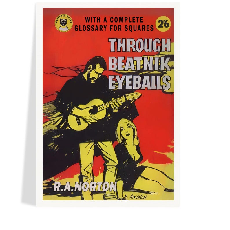 Beatnik Book Cover Poster – Through Beatnik Eyeballs 1950s Literary Art ...