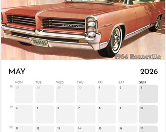 Classic Pontiacs 1960–1970 Calendar, 2026 11x16.5 Inch Calendar