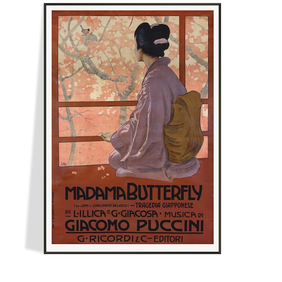 MADAME BUTTERFLY 1904 Vintage Opera Poster, By Italian Composer Giacomo Puccini, Printed on Heavy Matte with Archival Inks, Ships for Free