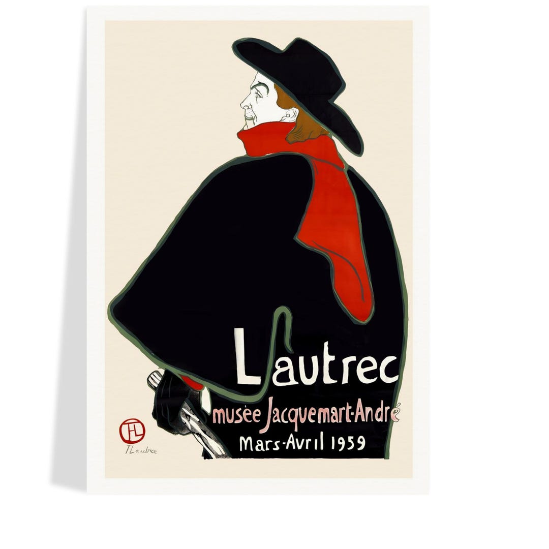 Henri de Toulouse-Lautrec ビンテージポスター　90's Henri De Toulouse-lautrec Poster, Vintage French Exhibition Print