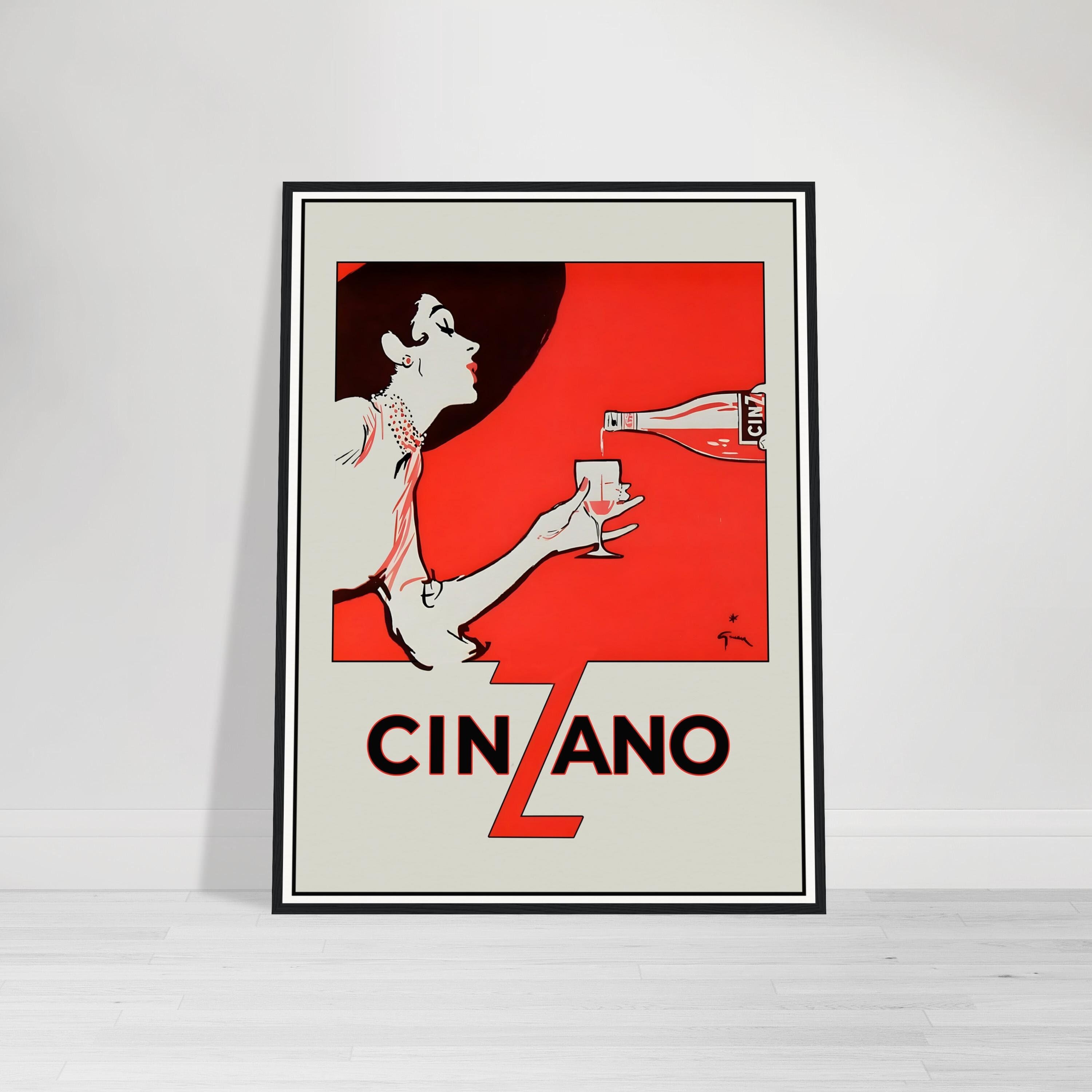 Vintage Cinzano Vermouth Poster 1954 by Fashion Artist Rene Gruau, Museum Quality Reproduction, Home Decor Christmas Gift Idea, Ships Free