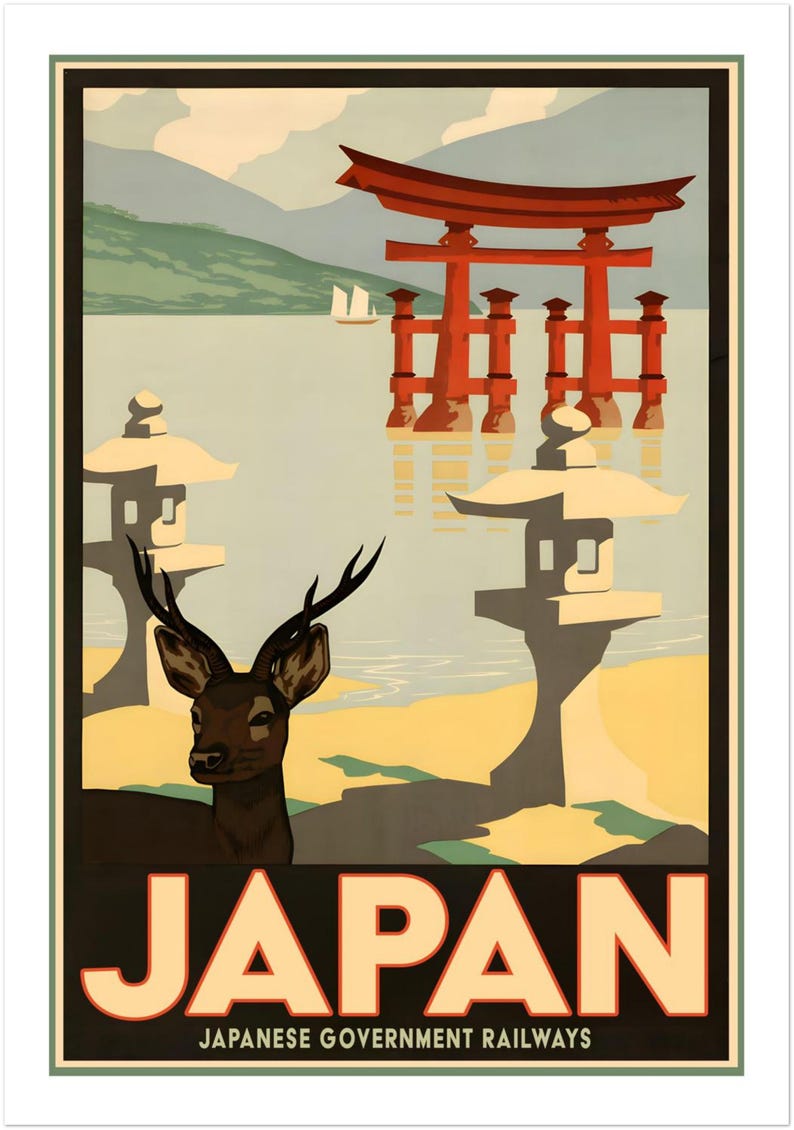 Vintage Japan 1930s Travel Poster Print, Japanese Government Railways ...