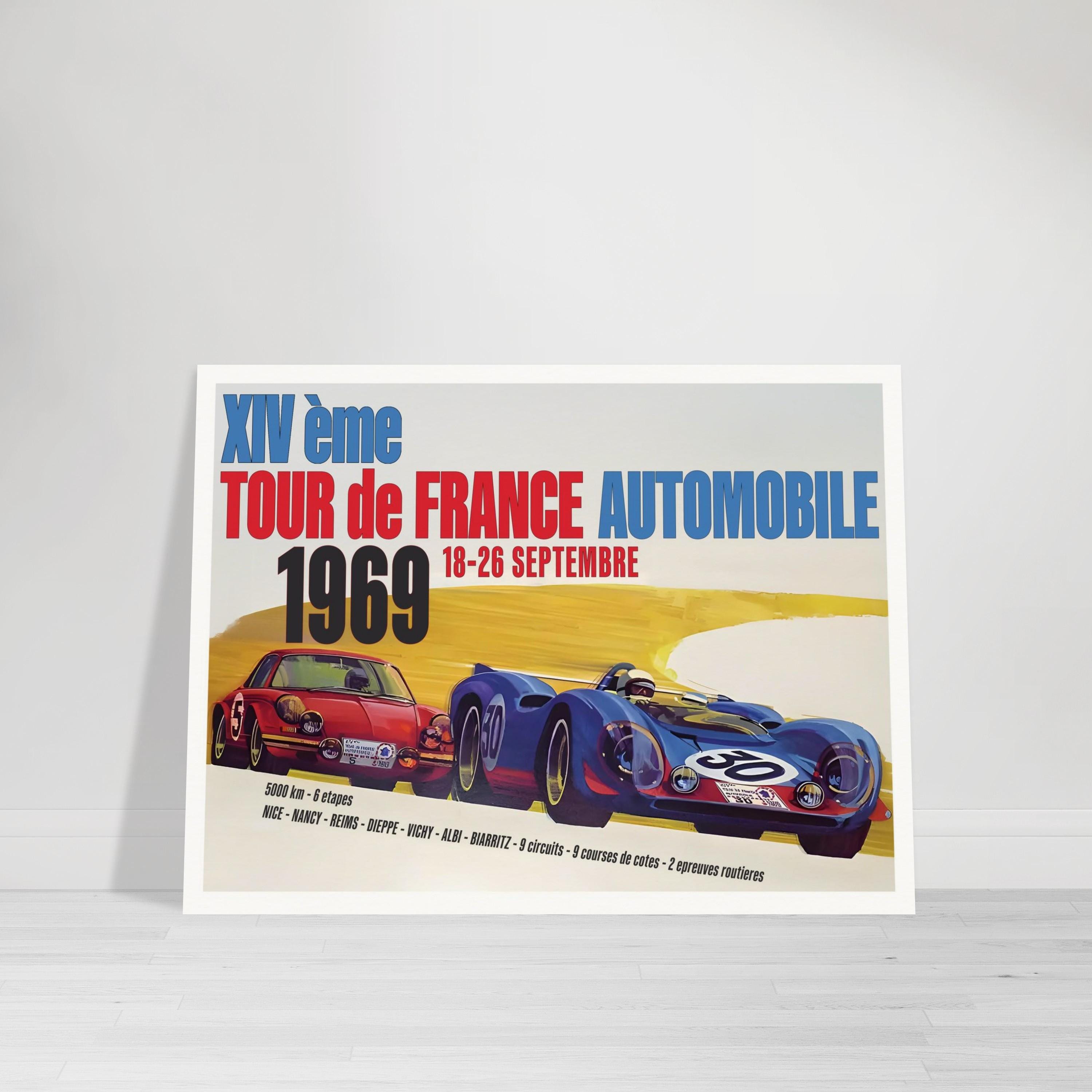 1969 Tour De France Automobile Poster Print – Vintage French