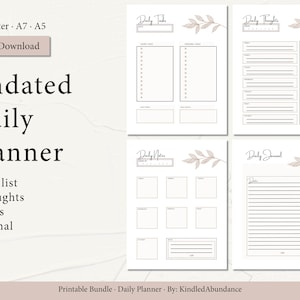 Undated Daily Planner, Printable Planner, Planner Set, Planner Inserts, Instant Download, PDF ...