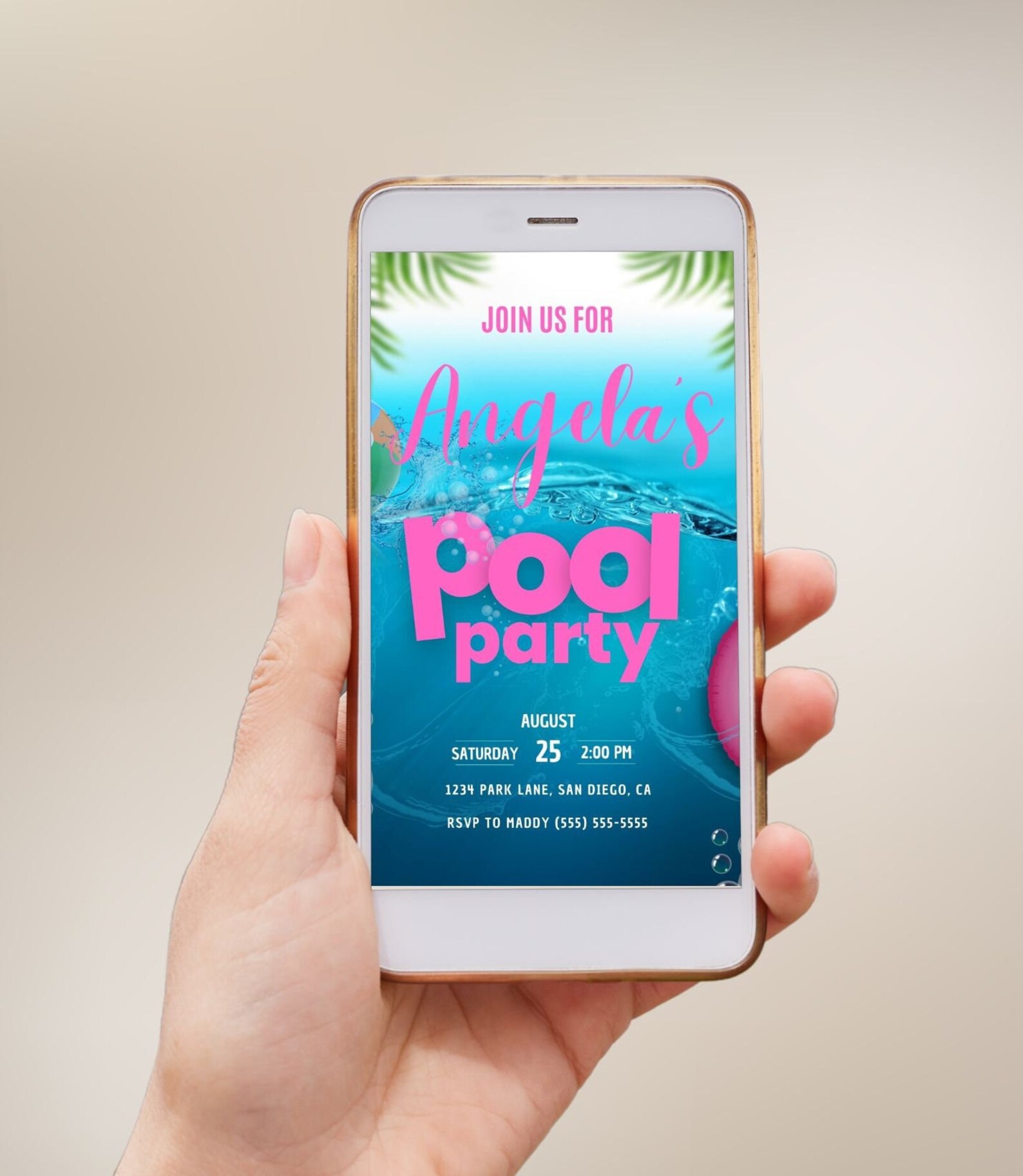 Birthday Pool Party/ Semi-custom Party Invitation / Print-at-home ...