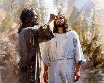 The Baptism of Jesus by John - Digital Art. 300 DPI,  PNG