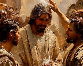 Baptism of Jesus Christian Printable Art, John the Baptist Digital Download
