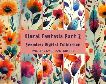 Floral Fantasia Part 2 - High-Resolution Seamless Digital Paper Collection, PNG and JPG