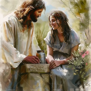 Ristoro dell'anima: Gesù e la Samaritana, 300 DPI, formato PNG