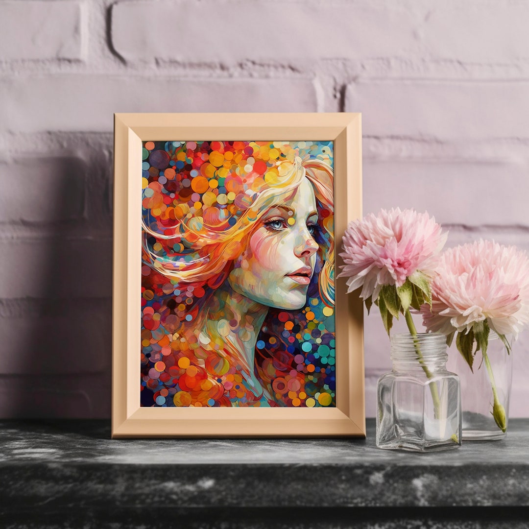 Watercolor Woman Portrait Painting: Modern Colorful Wall Art (digital ...