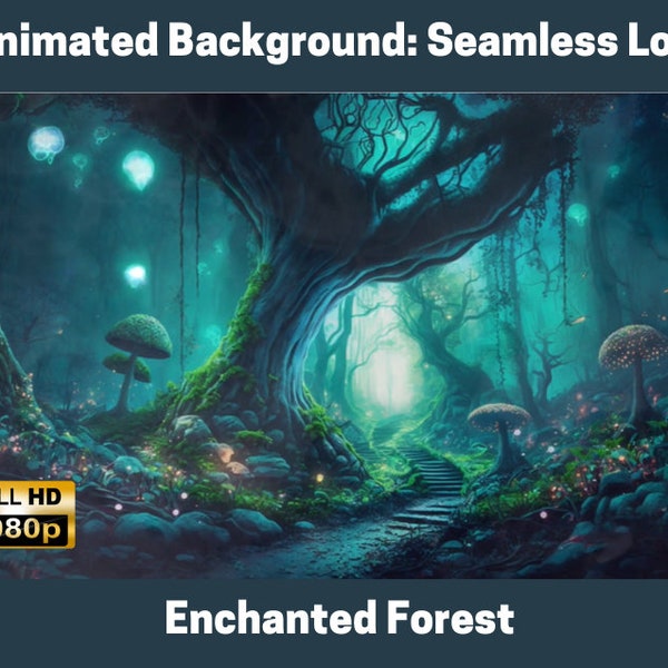 HD ANIMATED BACKGROUND Enchanted Forest/ Fantasy Background/ Vtuber Assets/ Stream Background/ Seamless Loop/ DigiDreamScene