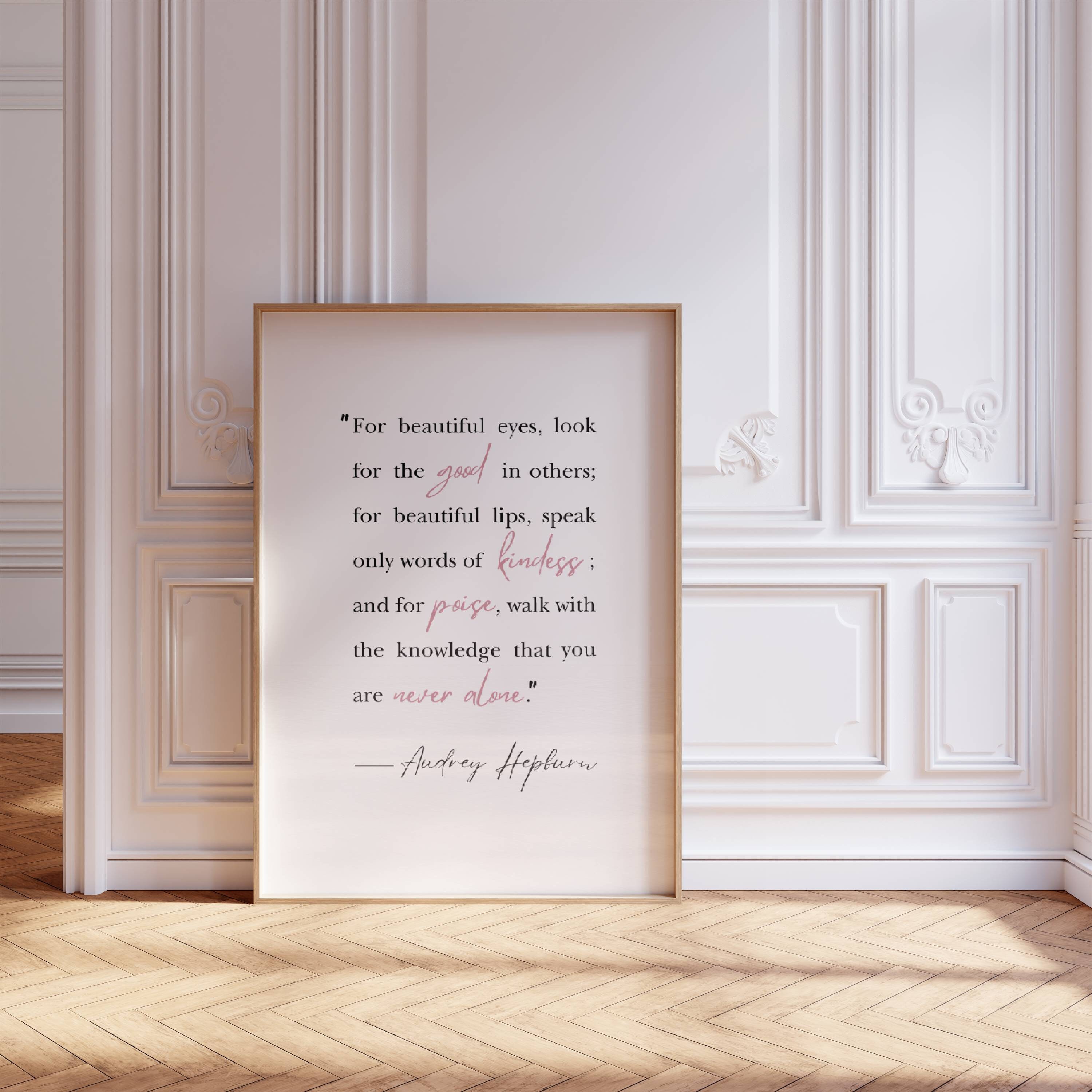 Kunstdruck Din A4 Audrey Hepburn – „Elegance Is The Beauty“ – Poster Ohne Rahmen