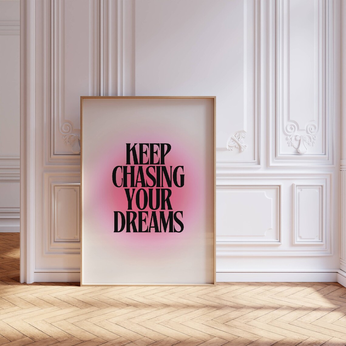 Pink Grainy Gradient Affirmation Poster Instant Download, Keep Chasing ...